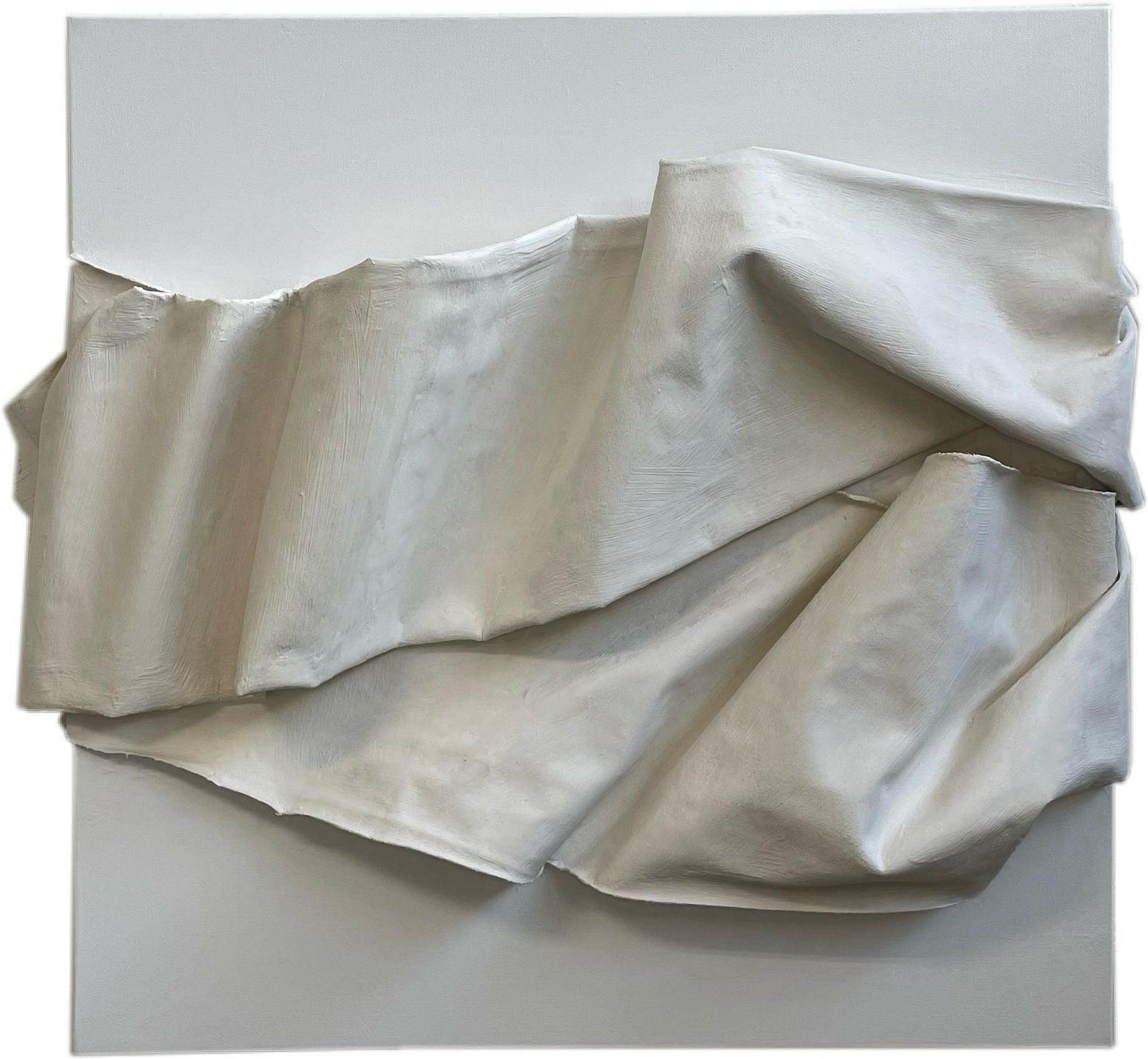 Close-up of Sophia – Textured mixed media artwork with soft neutral palette – Caroline Adrienne Art