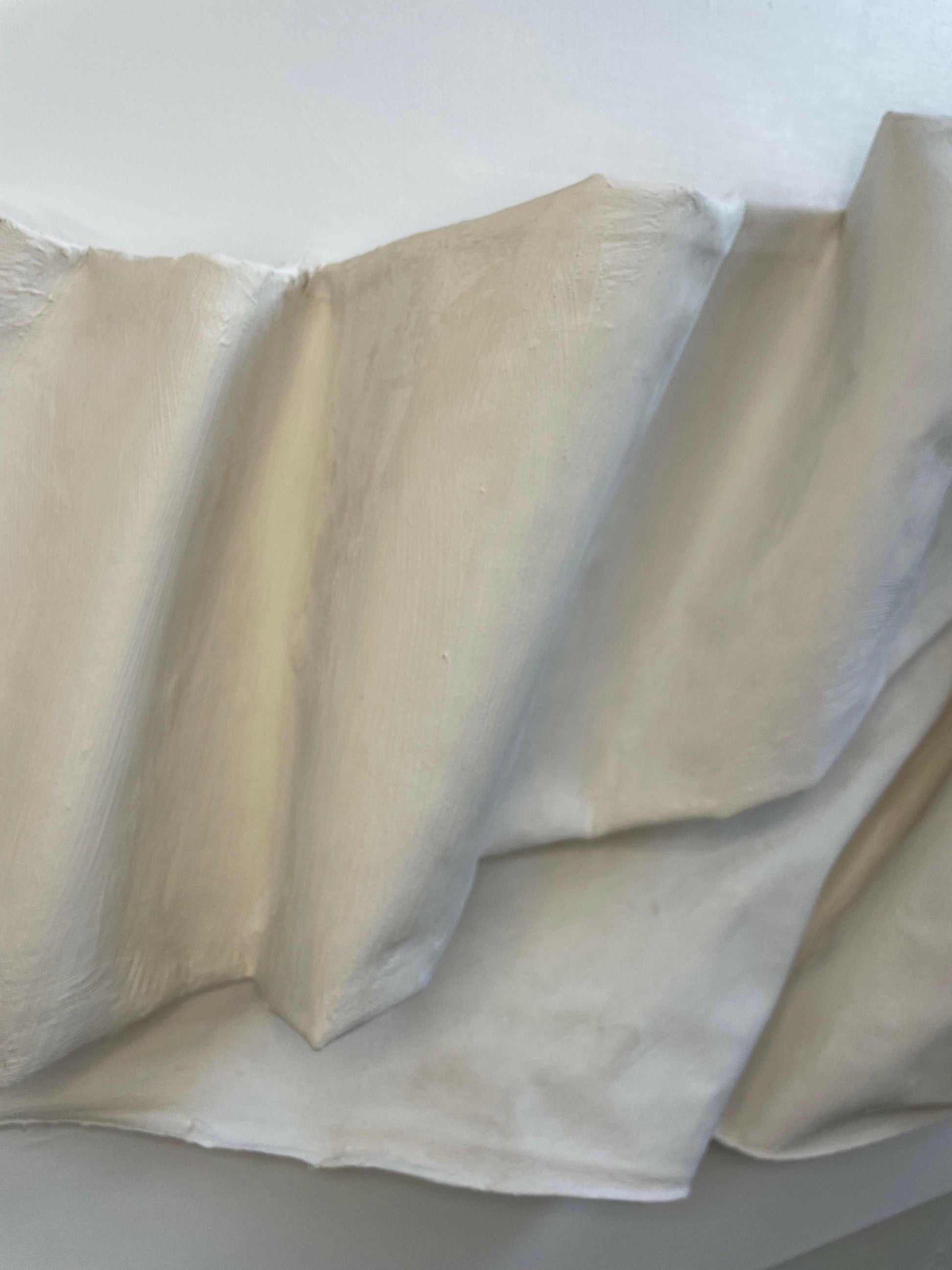 Close-up of Sophia – Textured mixed media artwork with soft neutral palette – Caroline Adrienne Art