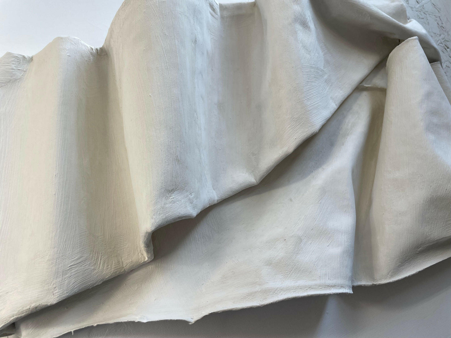 Detail of Sophia – Sculptural canvas artwork with layered white texture – Caroline Adrienne Art
