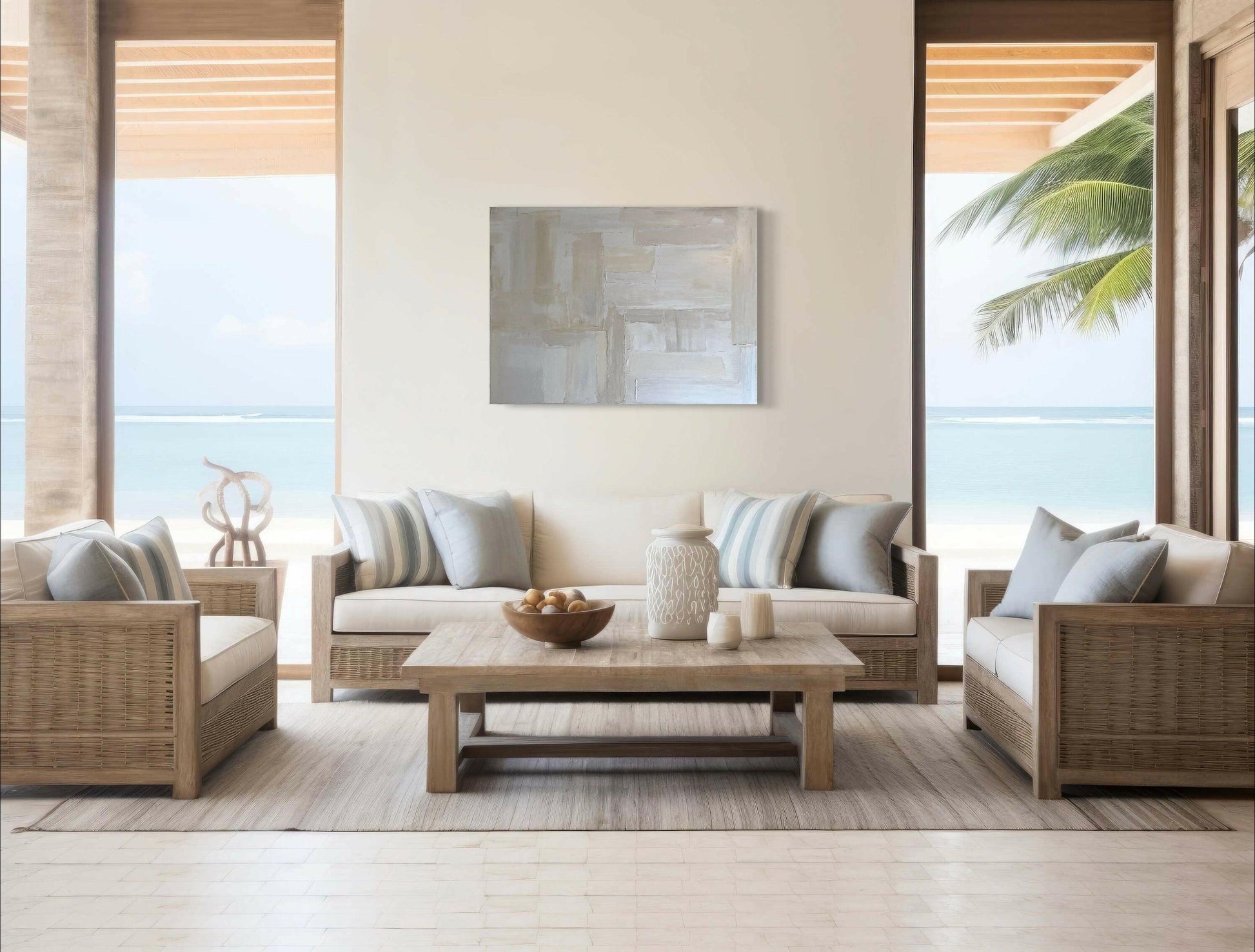 Abstract painting titled 'Abstract #35,' featuring geometric shapes and vibrant color contrasts, creating a dynamic focal point for contemporary interiors.