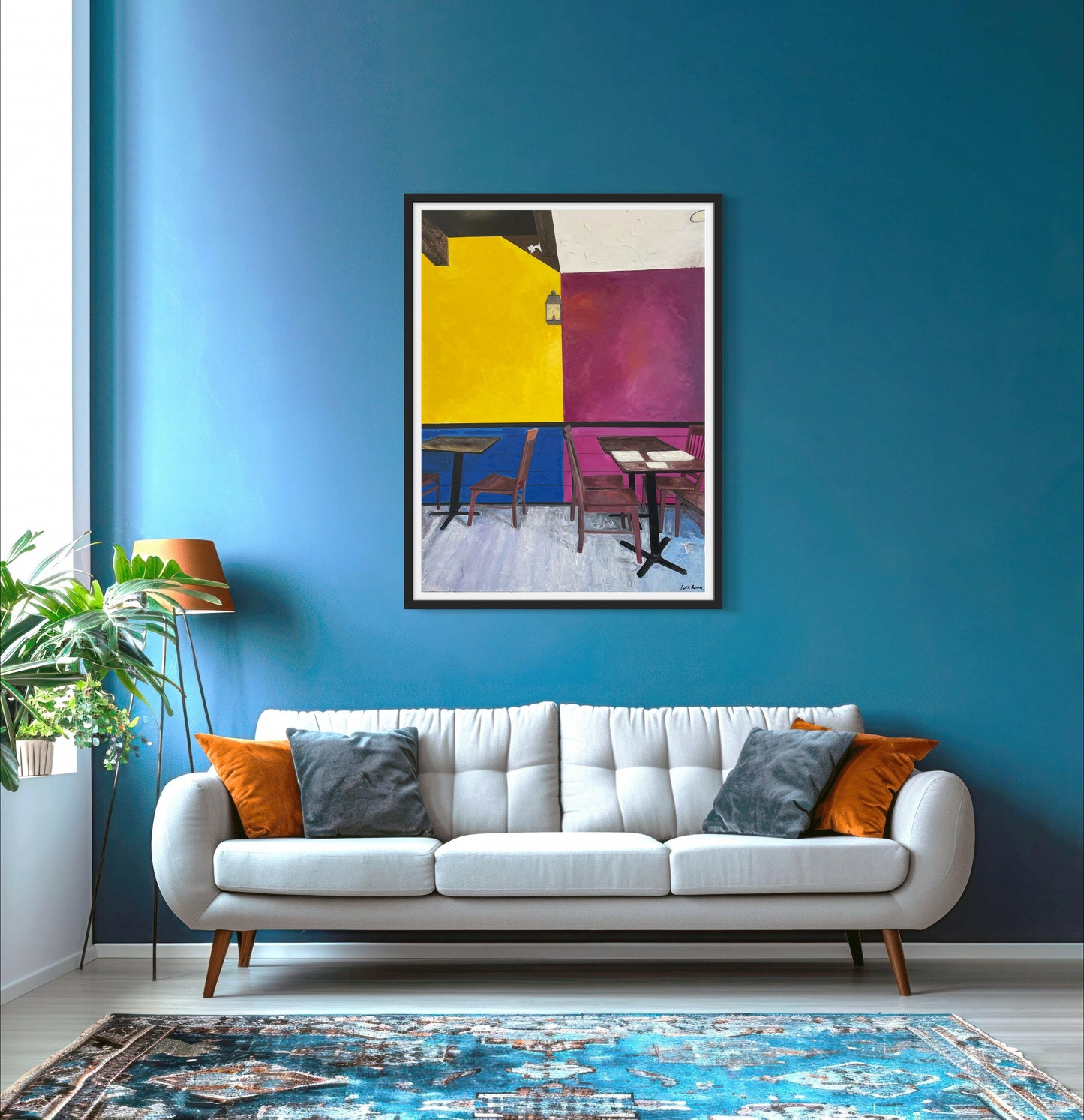 The Local Mexican Restaurant – Vibrant abstract oil painting with bold texture and rich color layers – Caroline Adrienne Art