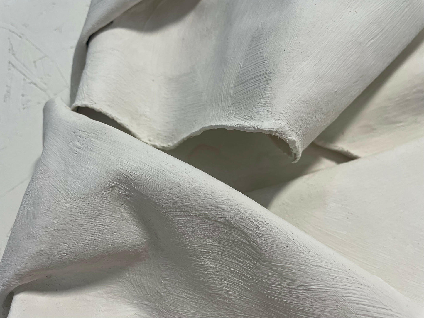 Detail of Sophia – Sculptural canvas artwork with layered white texture – Caroline Adrienne Art