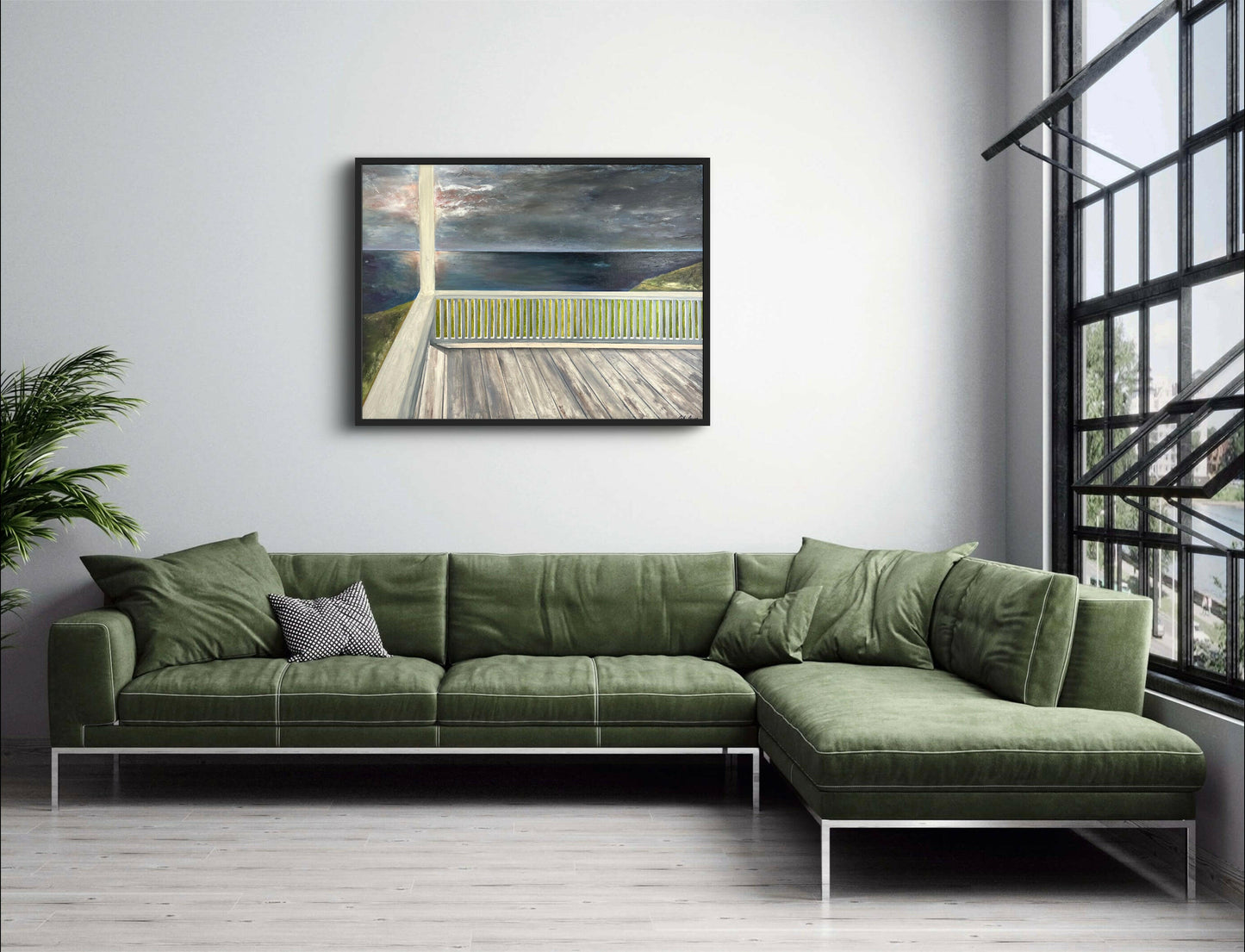 View from the Porch – Landscape-inspired abstract painting with serene textures and natural tones – Caroline Adrienne Art