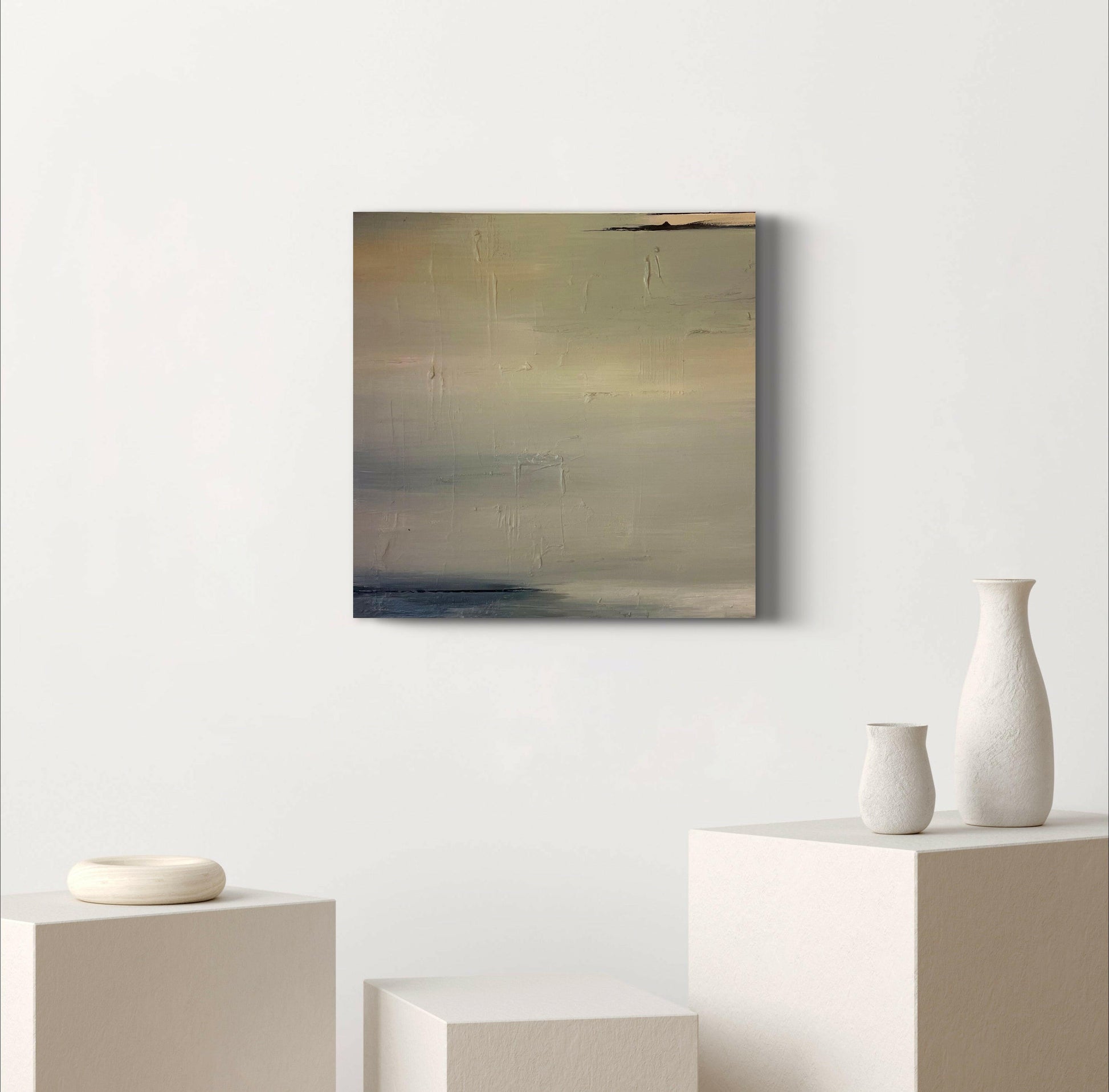 Original oil painting "Military Perspective," showcasing layered texture and deep browns and grays in a composition inspired by order, resilience, and grounded energy.