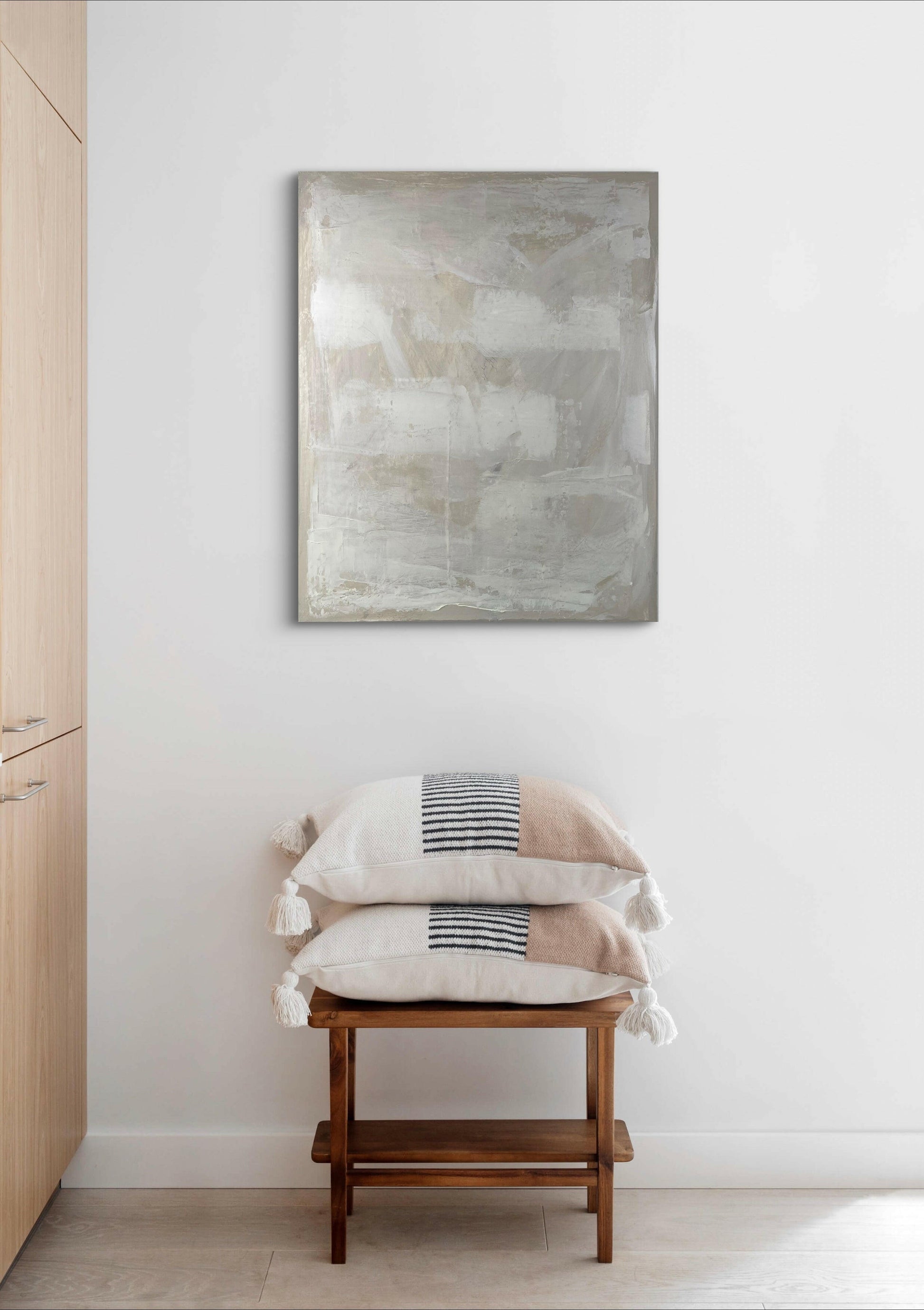 Quiet Layers – Minimalist abstract painting with soft neutral tones and refined texture – Caroline Adrienne Art