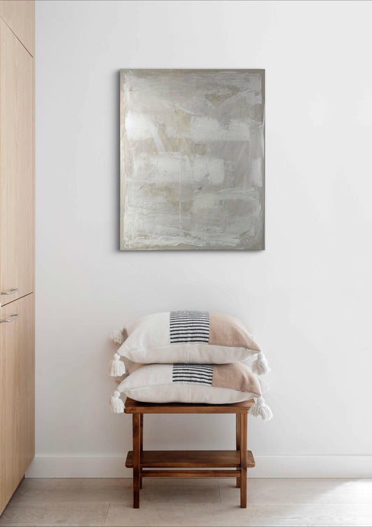 Quiet Layers – Minimalist abstract painting with soft neutral tones and refined texture – Caroline Adrienne Art