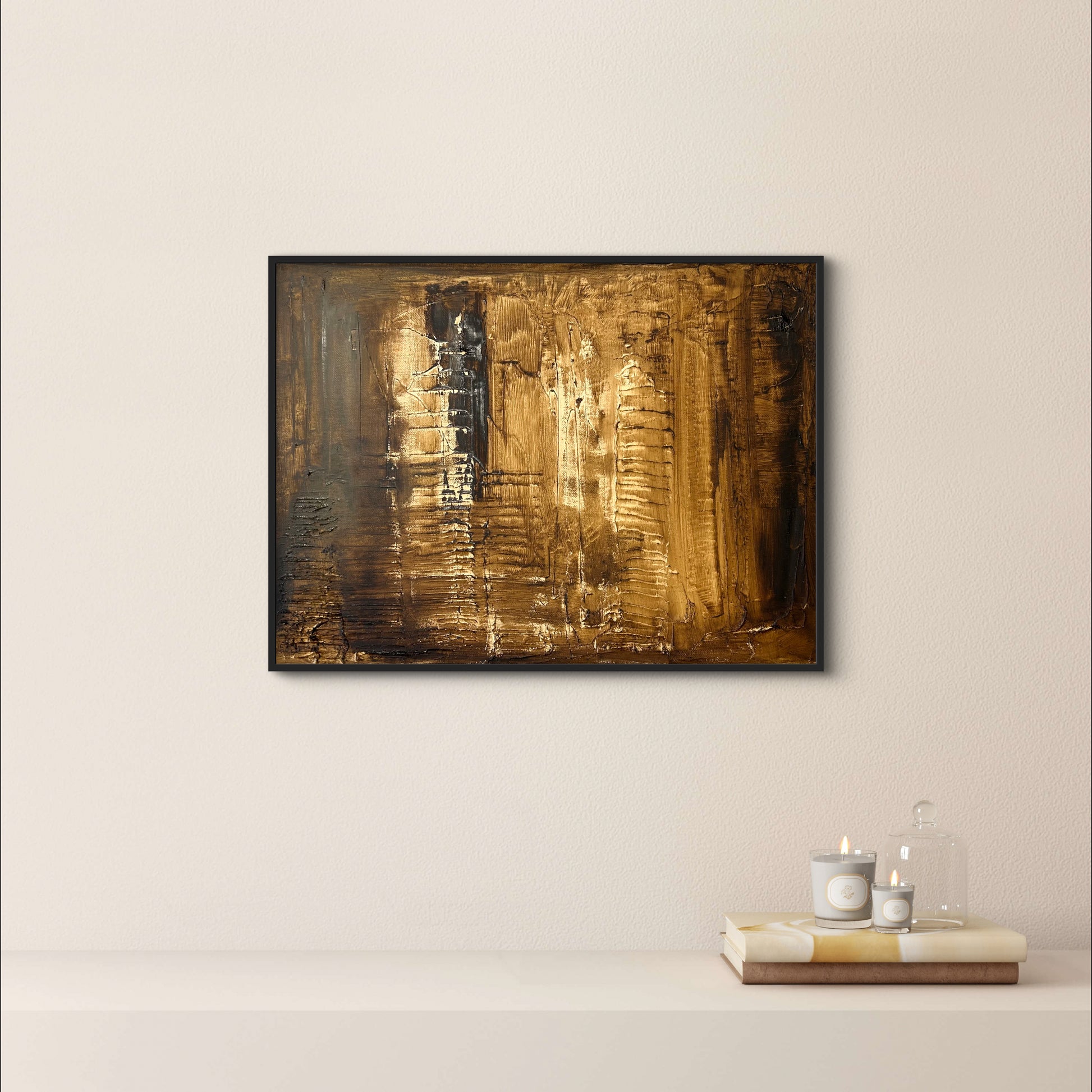 close up of brown abstract textured painting by Caroline Adrienne Art