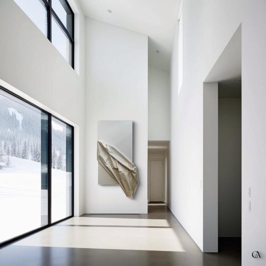 Pippa – Bold sculptural mixed media artwork with three-dimensional plaster texture on recycled canvas – Caroline Adrienne Art