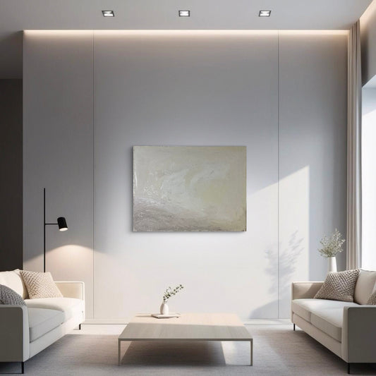 Earthy abstract artwork titled 'Over the Hill,' with rich natural tones and textured movement, inspired by rolling landscapes and shifting terrain.