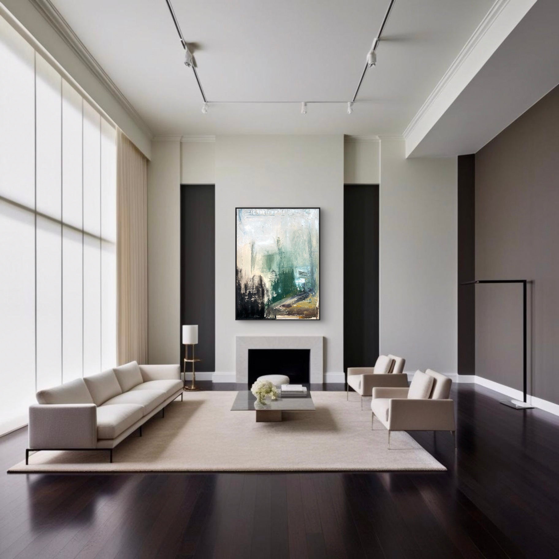 Taking Up Space: A bold abstract piece with dynamic brushstrokes, showcasing the feeling of occupying space and making a statement through vibrant energy and fluid forms.