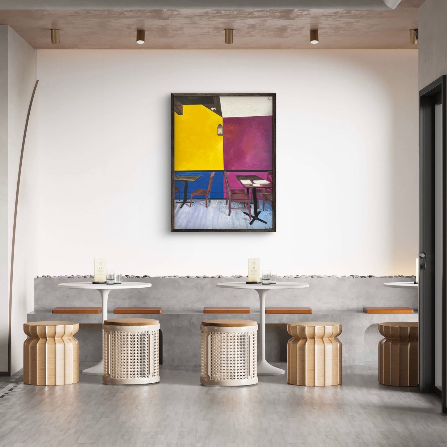 The Local Mexican Restaurant – Vibrant abstract oil painting with bold texture and rich color layers – Caroline Adrienne Art