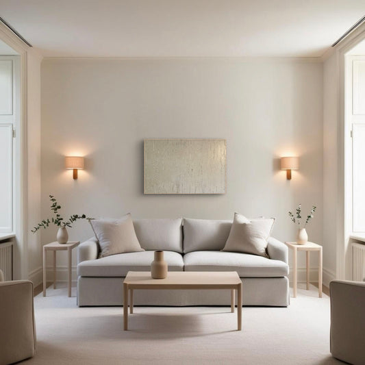 Abstract painting titled 'Golden Hour,' featuring warm amber tones and soft textures, capturing the glow and serenity of sunset lighting.