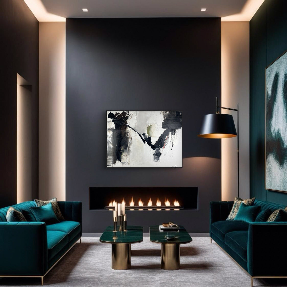 Abstract painting titled 'Intuition,' featuring layered composition and organic textures, symbolizing deep thought and instinctual creativity.