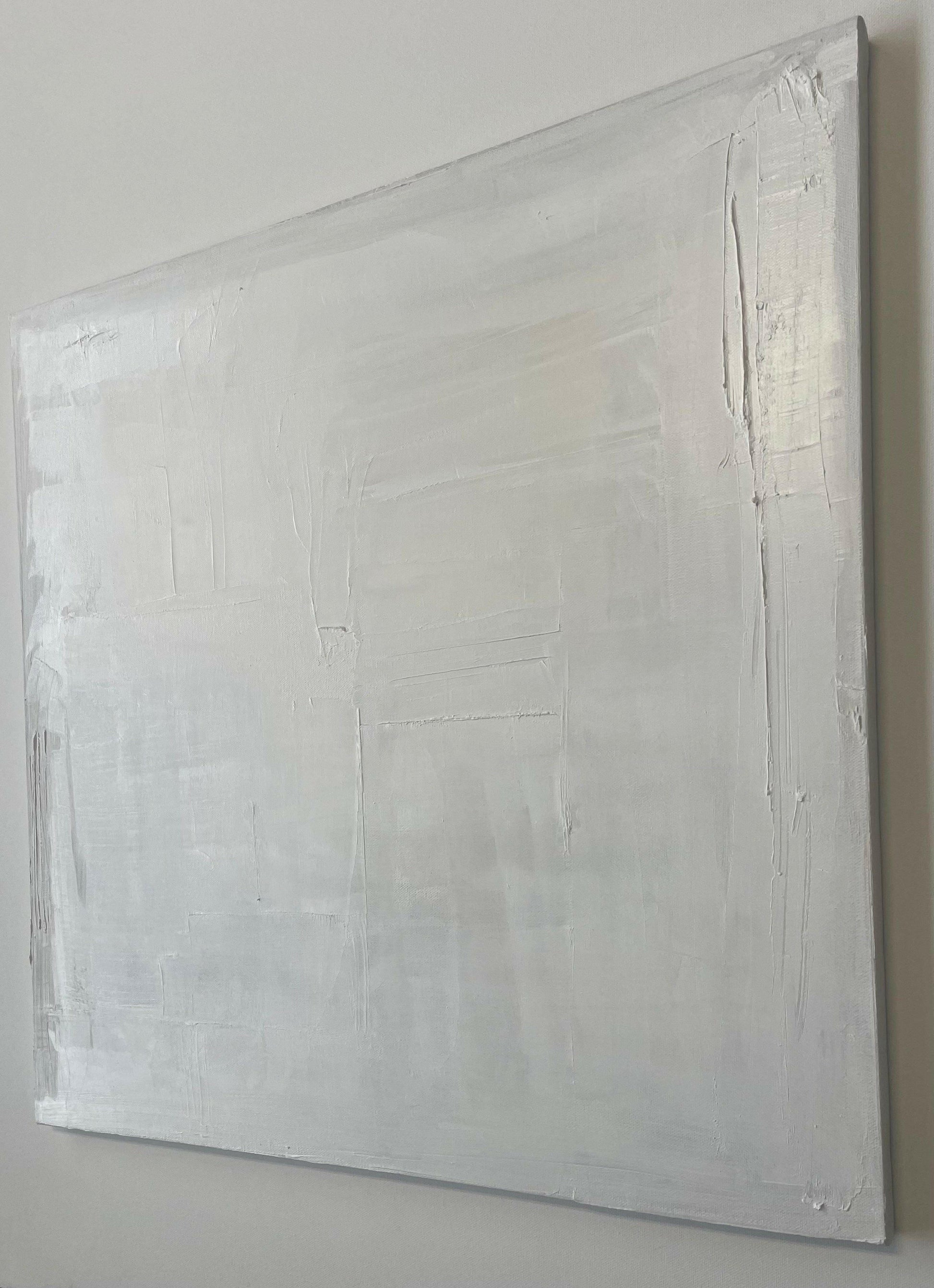 white finely textured oil painting by Caroline Adrienne Art