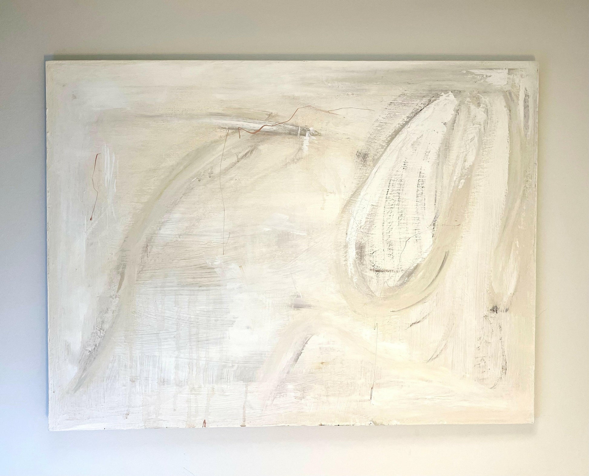 ‘Bridal Shower’ – Abstract painting with soft, romantic tones and layered textures evoking the emotion and elegance of a bridal moment – Caroline Adrienne Art