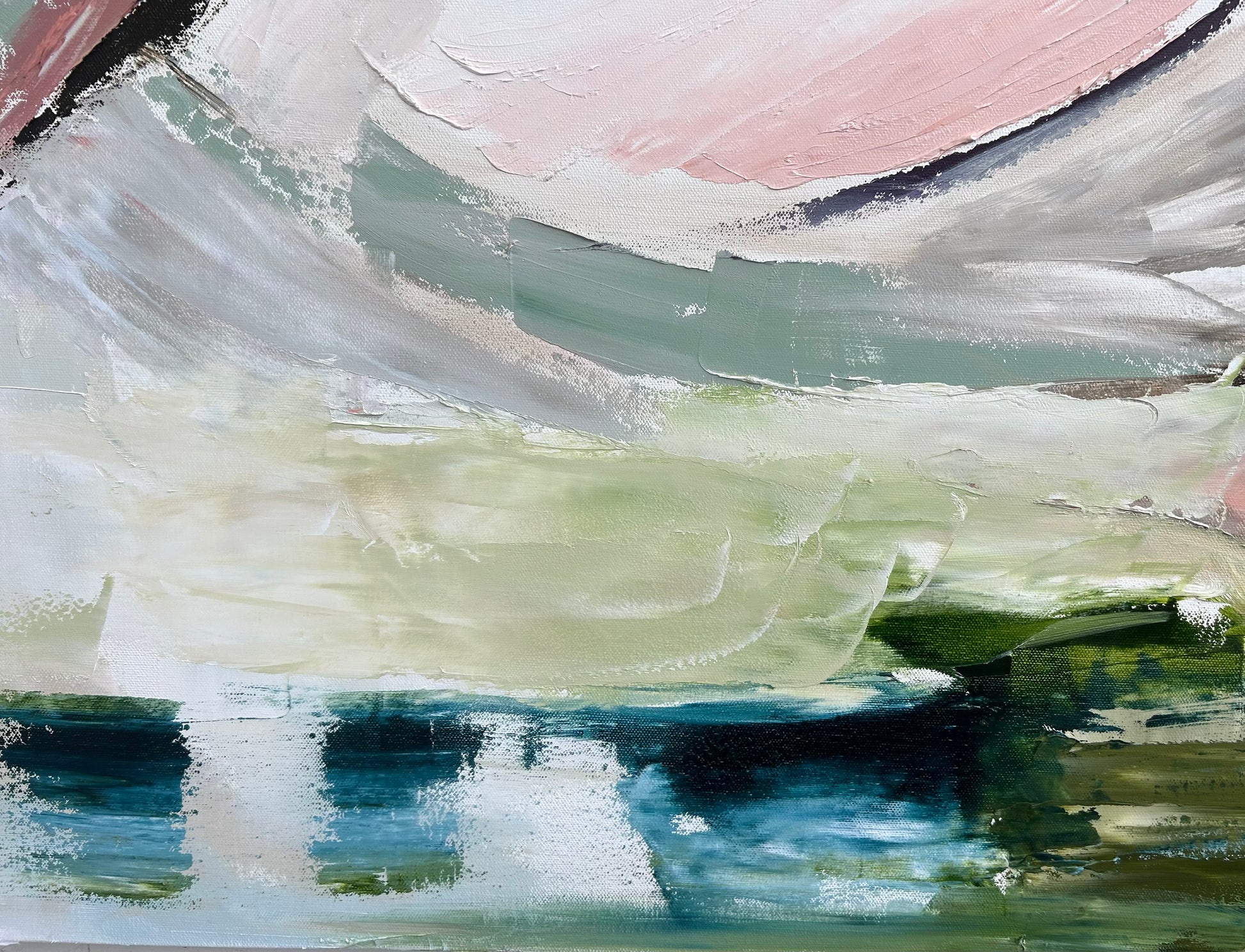 Abstract painting with a mix of colors and textures