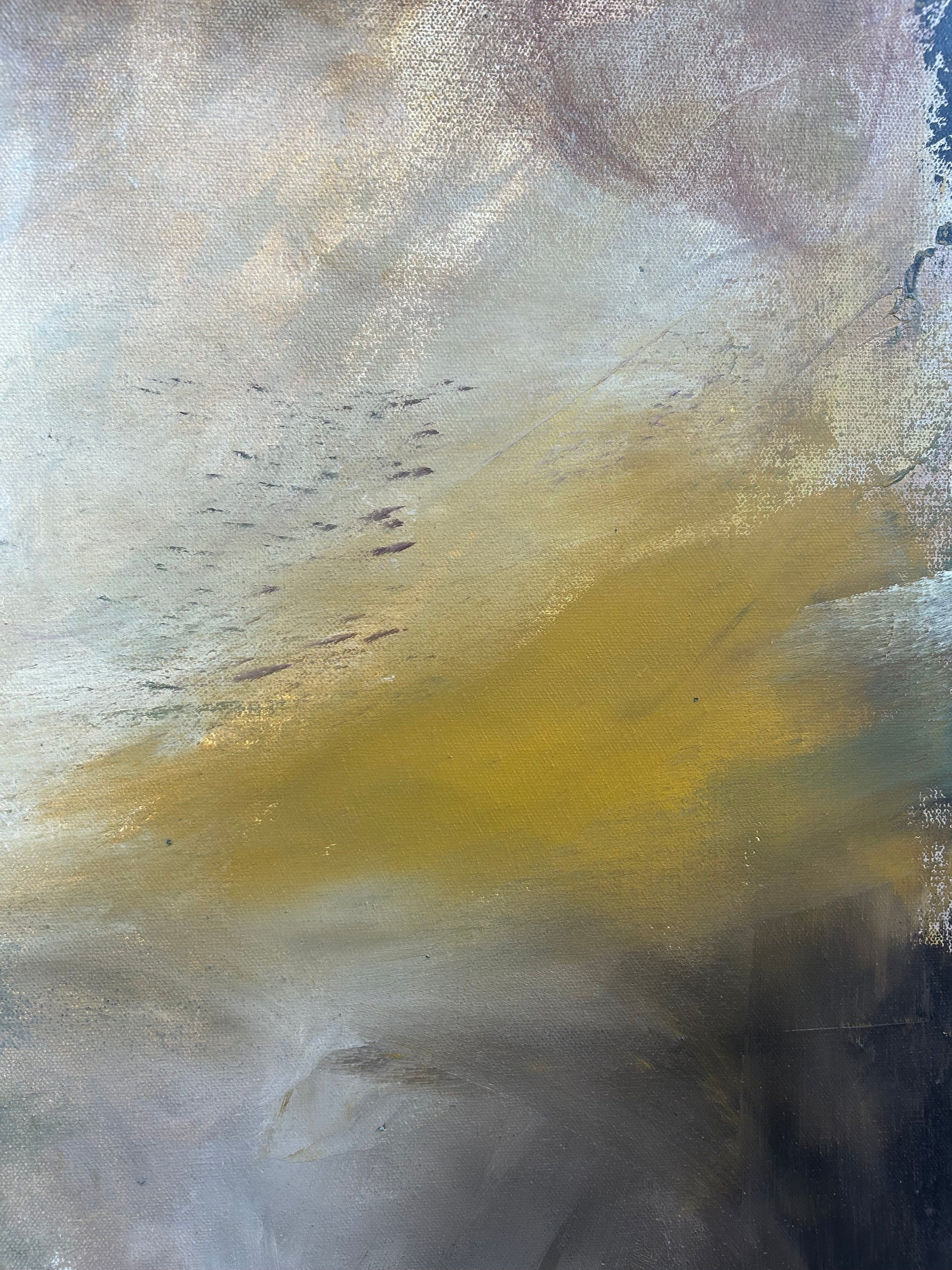 Abstract art with a yellow splash on a textured background