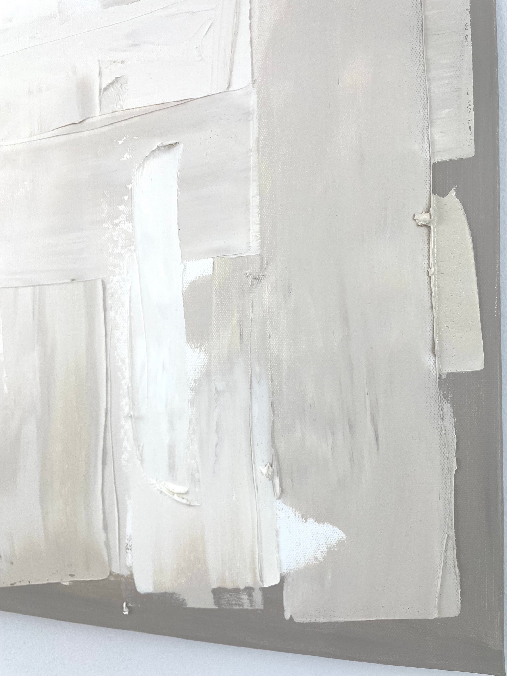 close up of a textured white painting