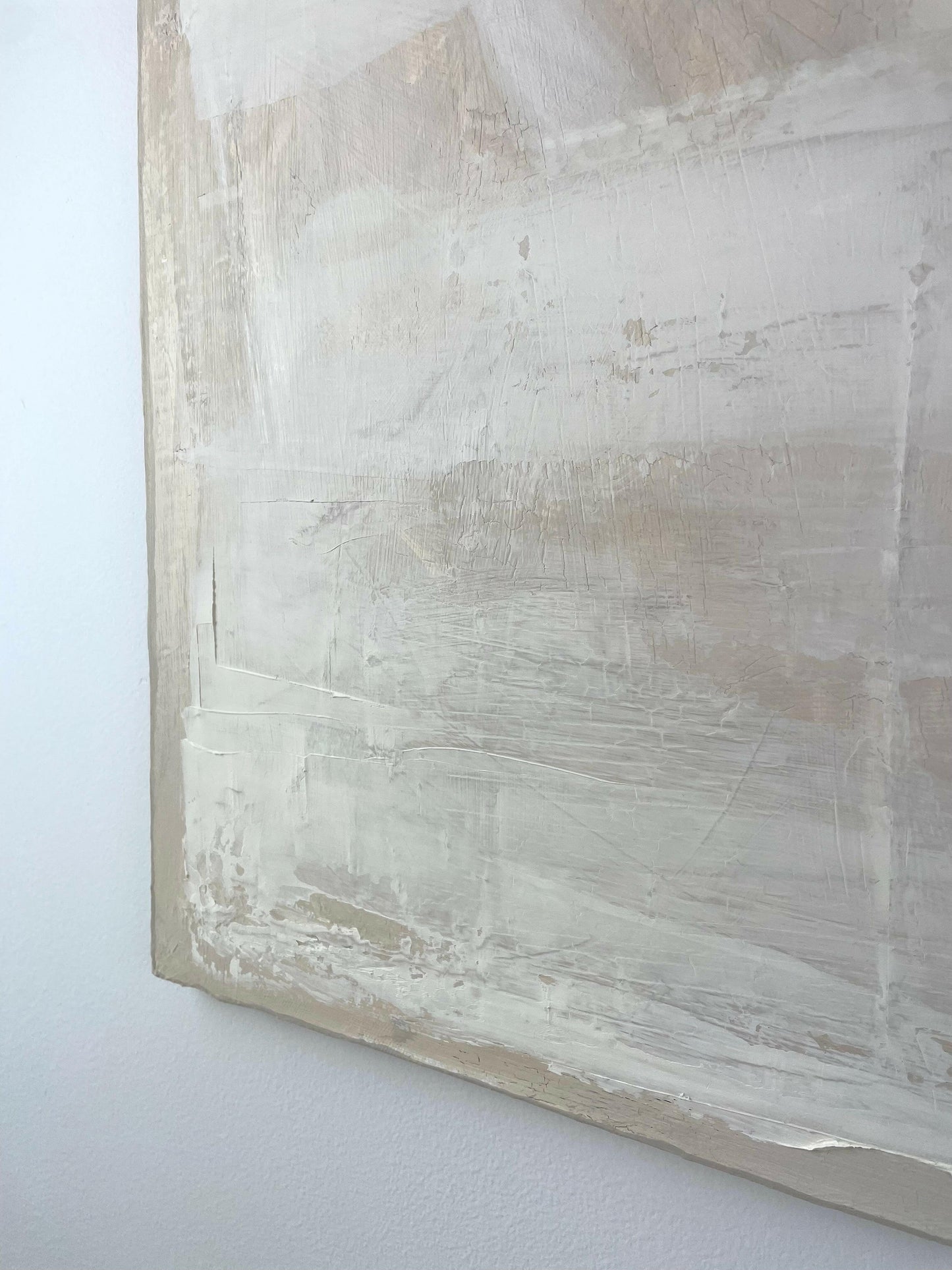 Textured neutral abstract painting ‘Quiet Layers,’ evoking stillness and space – Caroline Adrienne