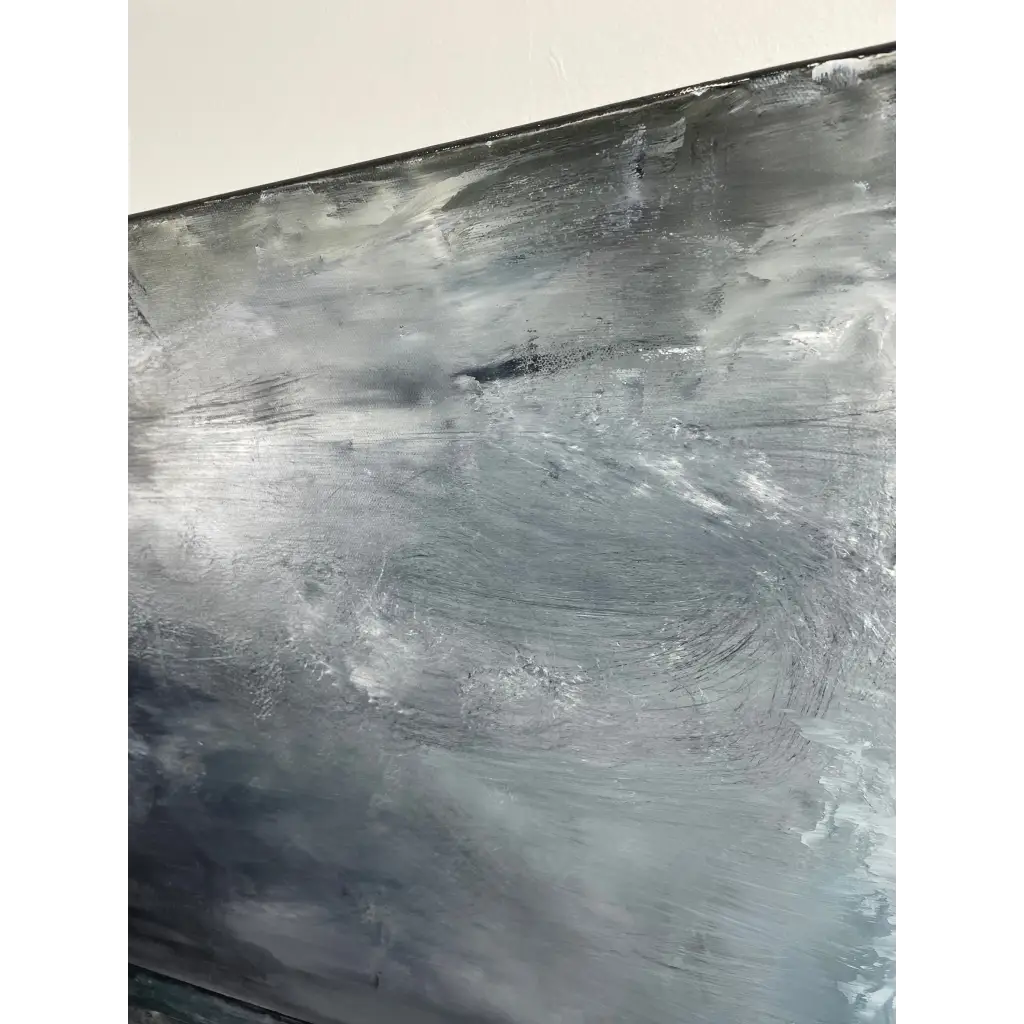 Close-up of ‘A Storm is Brewing’ showing layered oil paint and dramatic mood – Caroline Adrienne