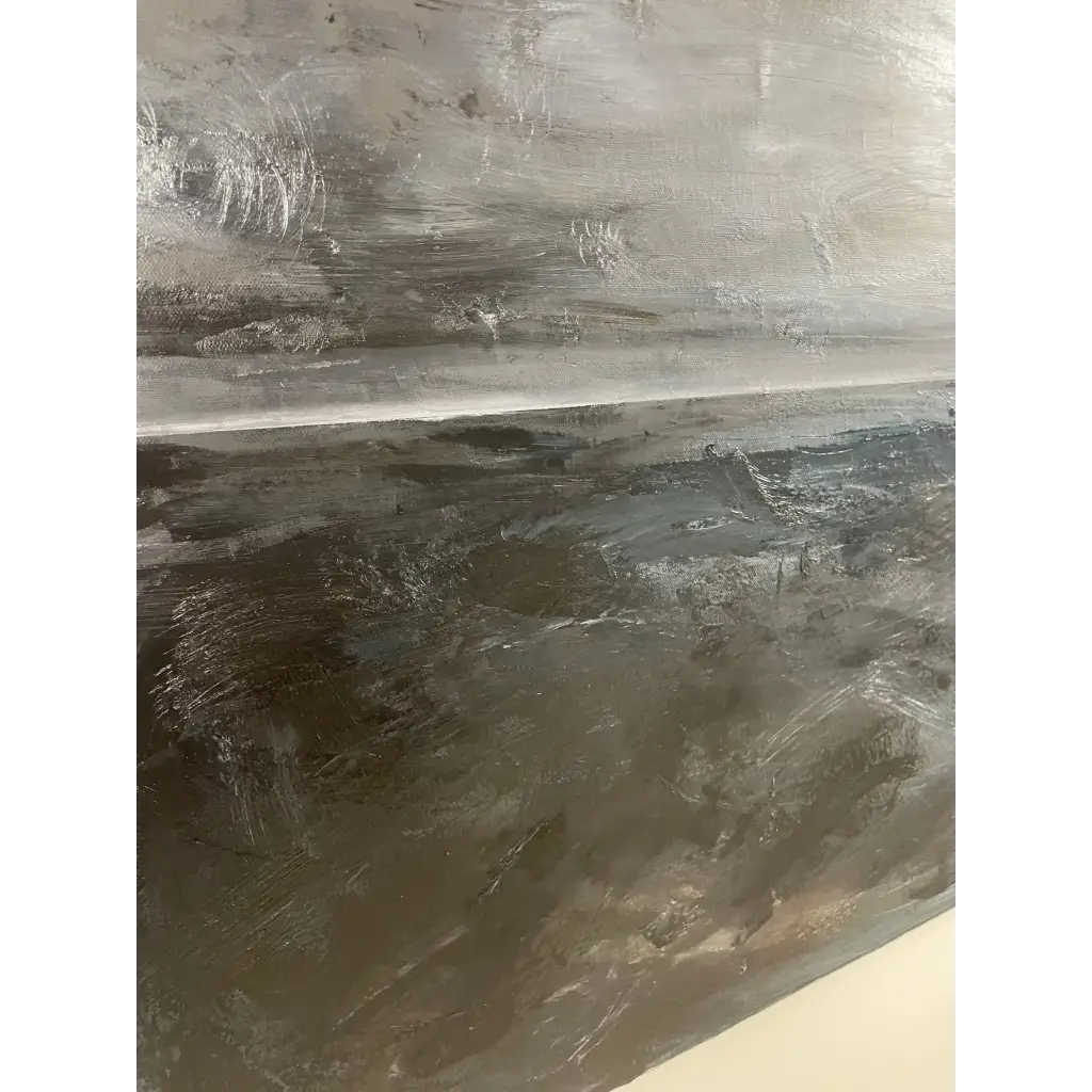 Close-up of ‘A Storm is Brewing’ showing layered oil paint and dramatic mood – Caroline Adrienne