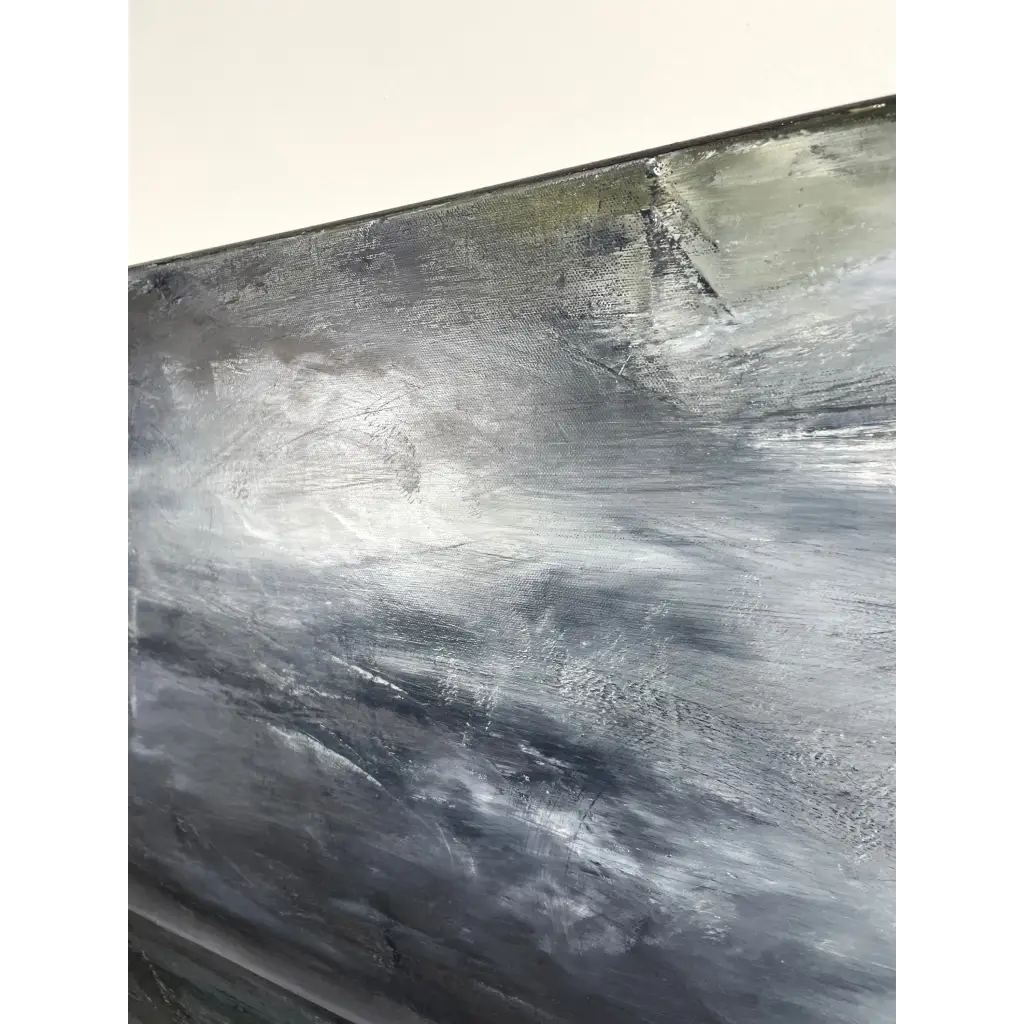 Close-up of ‘A Storm is Brewing’ showing layered oil paint and dramatic mood – Caroline Adrienne