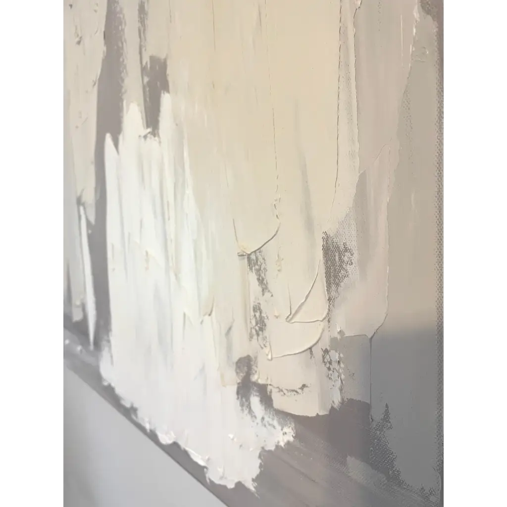 ‘Disguise’ – Close-up detail of gray abstract artwork with delicate texture and tonal layering, ideal for serene and contemporary interiors – Caroline Adrienne Art