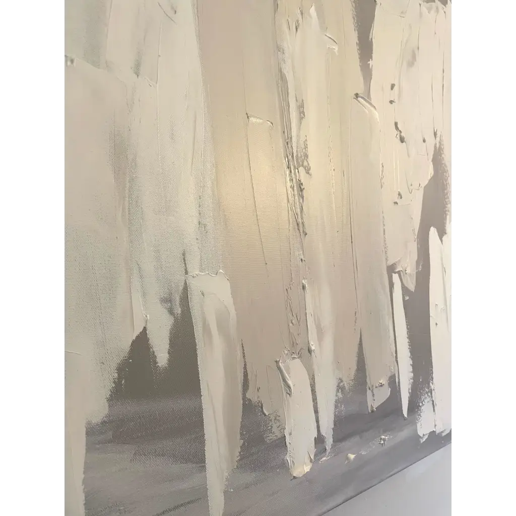 ‘Disguise’ – Close-up detail of gray abstract artwork with delicate texture and tonal layering, ideal for serene and contemporary interiors – Caroline Adrienne Art