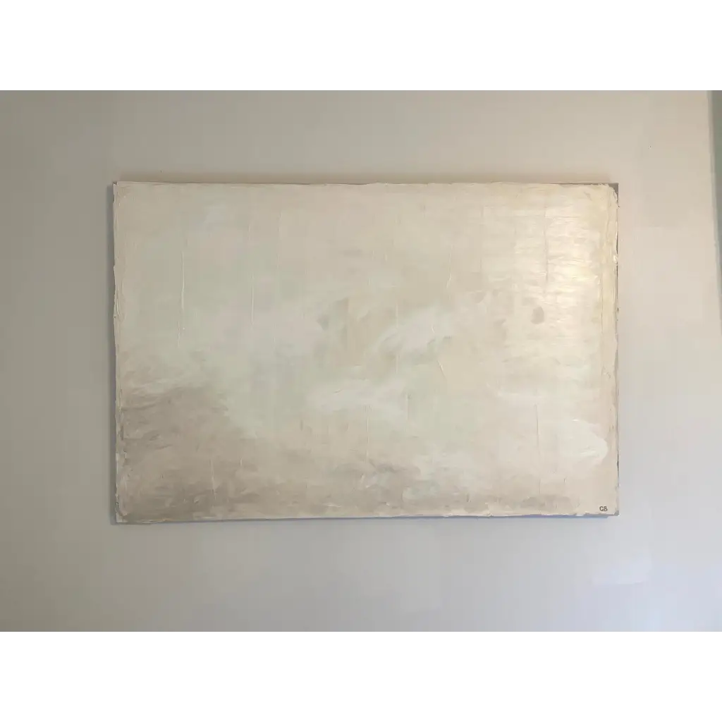 ‘Innocence’ – Minimalist abstract painting with creamy neutrals and soft brushwork, perfect for light, serene interiors – Caroline Adrienne Art