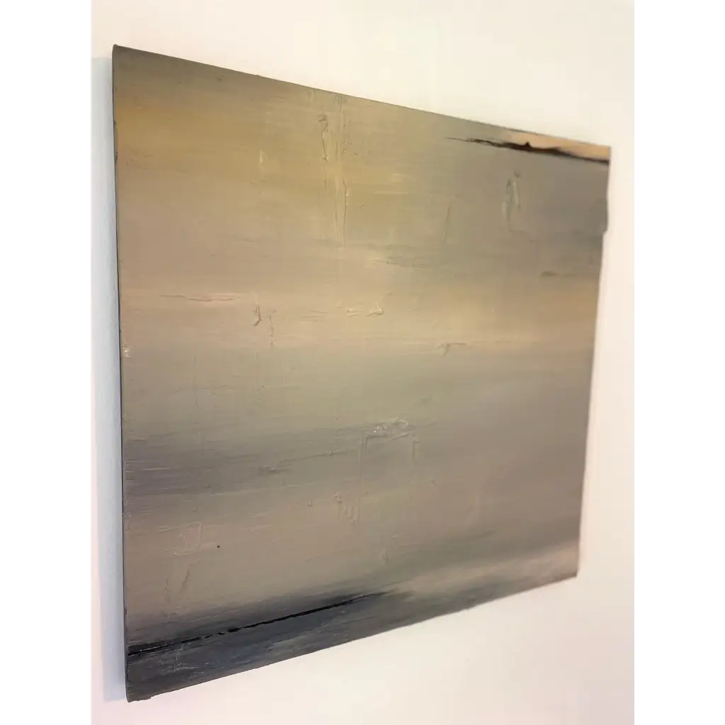 Minimalist abstract painting titled 'Military Perspective,' with geometric undertones and a natural color palette that adds quiet power to contemporary decor.