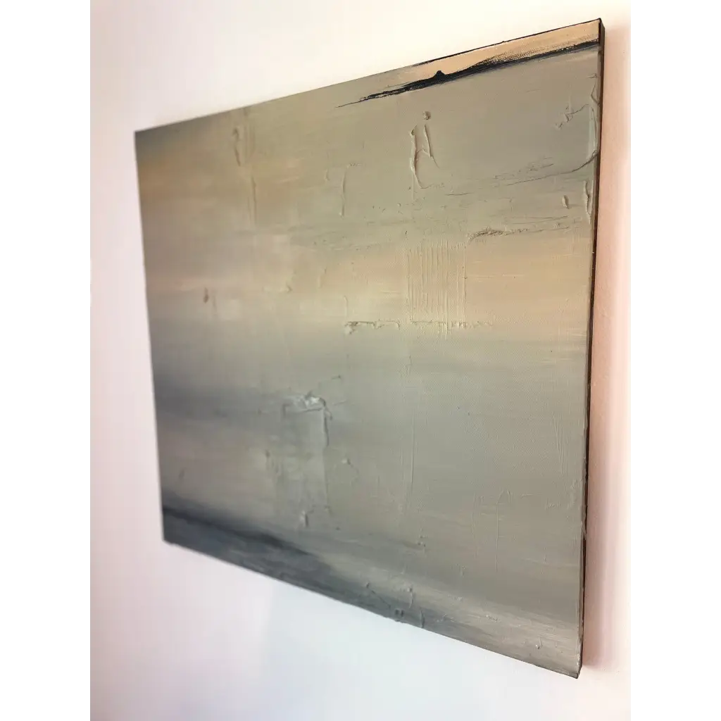 Minimalist abstract painting titled 'Military Perspective,' with geometric undertones and a natural color palette that adds quiet power to contemporary decor.