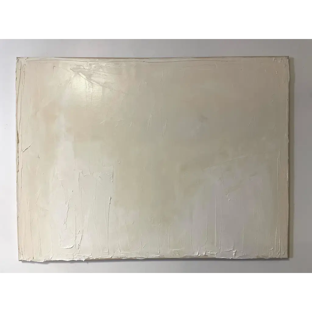 Self-Assured: A minimalist, white textured abstract painting featuring clean lines and a sense of balance and composure, evoking confidence and elegance.