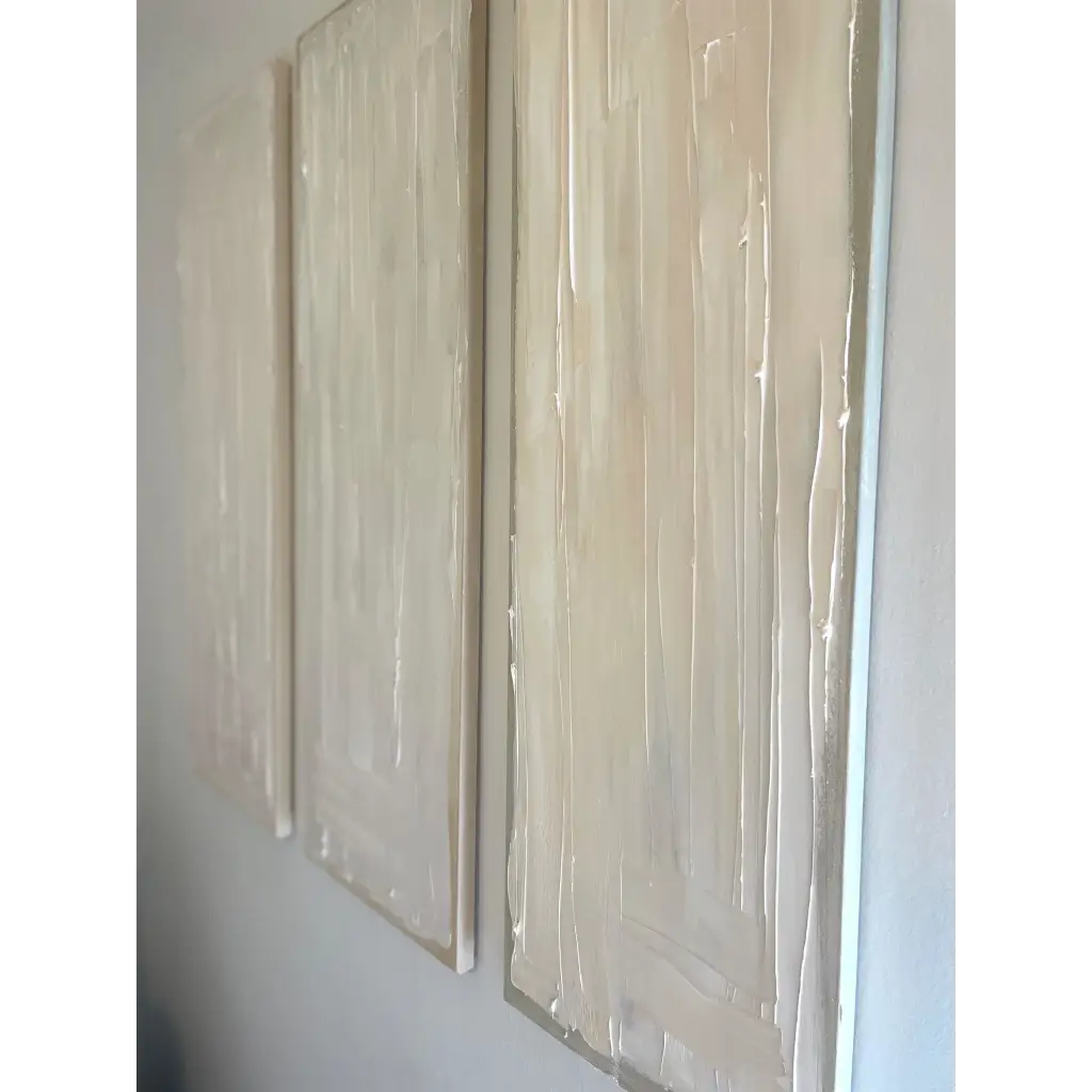 Modern wall art titled ‘Three’s Company,’ with an abstract trio of forms in a dynamic composition – Caroline Adrienne