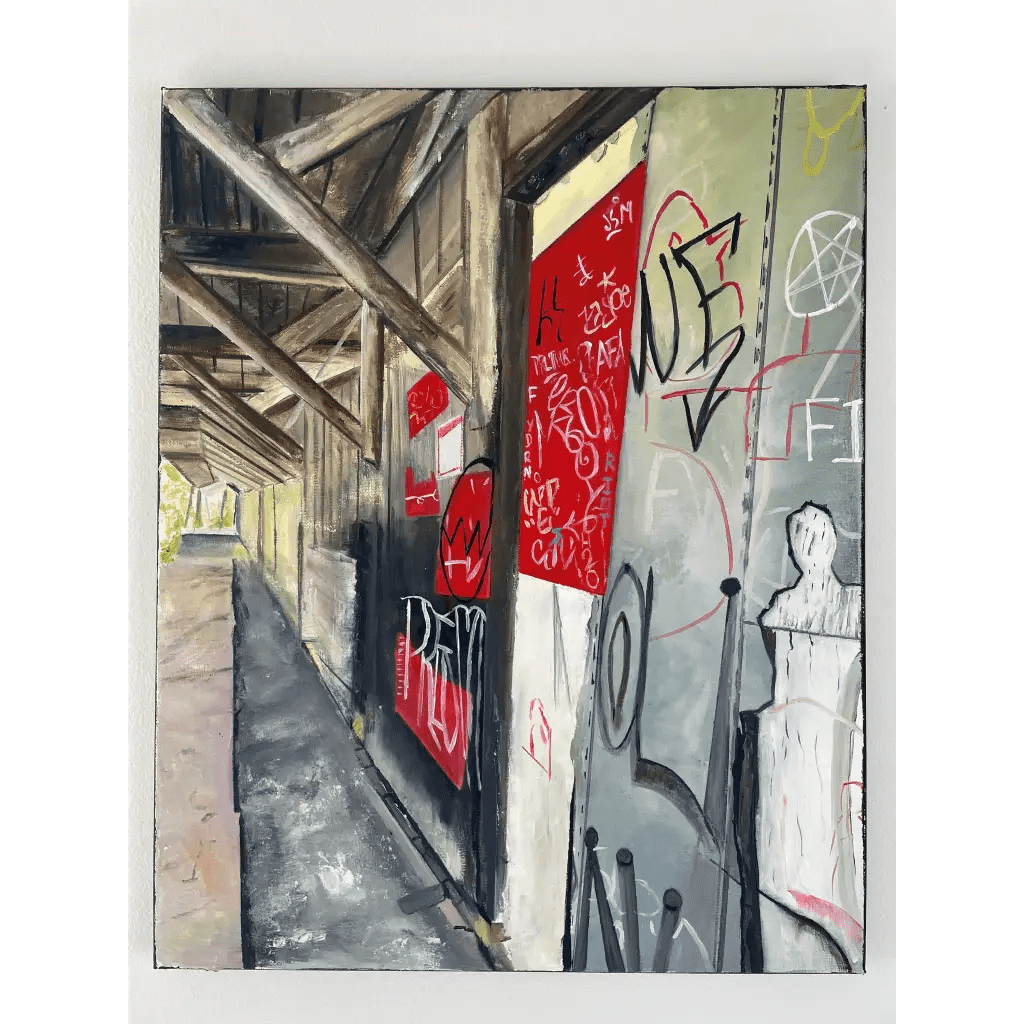 Abstract artwork titled 'Tunnel Vision,' with deep contrasts and structured textures, reflecting focus, direction, and modern sophistication.