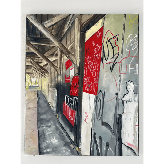 Abstract artwork titled 'Tunnel Vision,' with deep contrasts and structured textures, reflecting focus, direction, and modern sophistication.