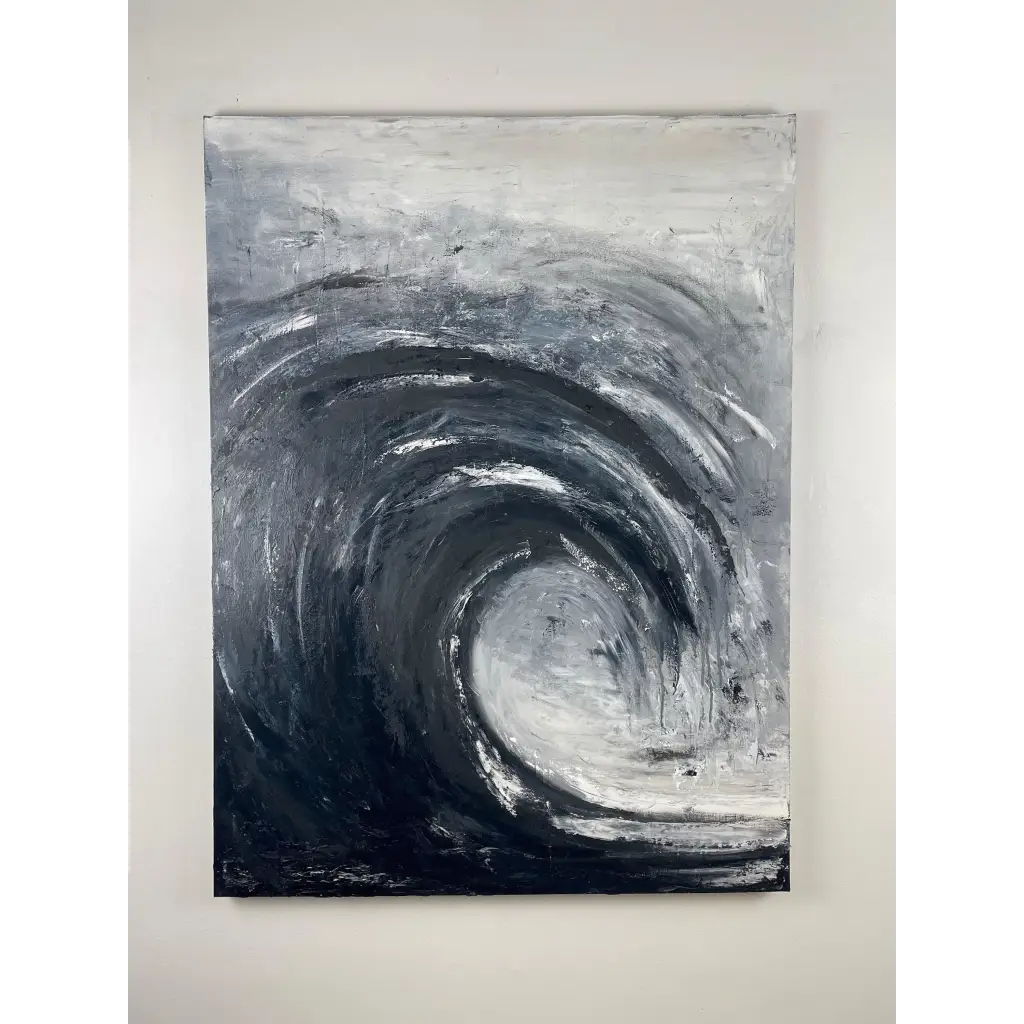 Close-up seascape painting titled 'White Horse,' showcasing a powerful wave with dynamic motion and textured whitecaps, evoking the raw beauty of the sea.