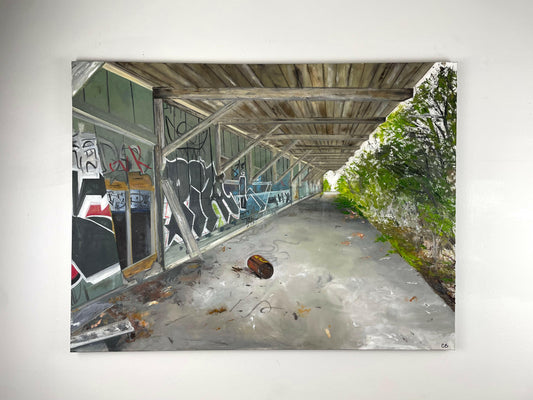 The Old Train Station - Caroline Adrienne Art abstract art texture wall art white minimal art wall art wall decor home design home decor texture wall art fine art abstract white cream beige taupe oversized large wall art original art painting canvas painting handmade luxury high end hotel interior caroline adrienne art architecture design original oil painting canvas