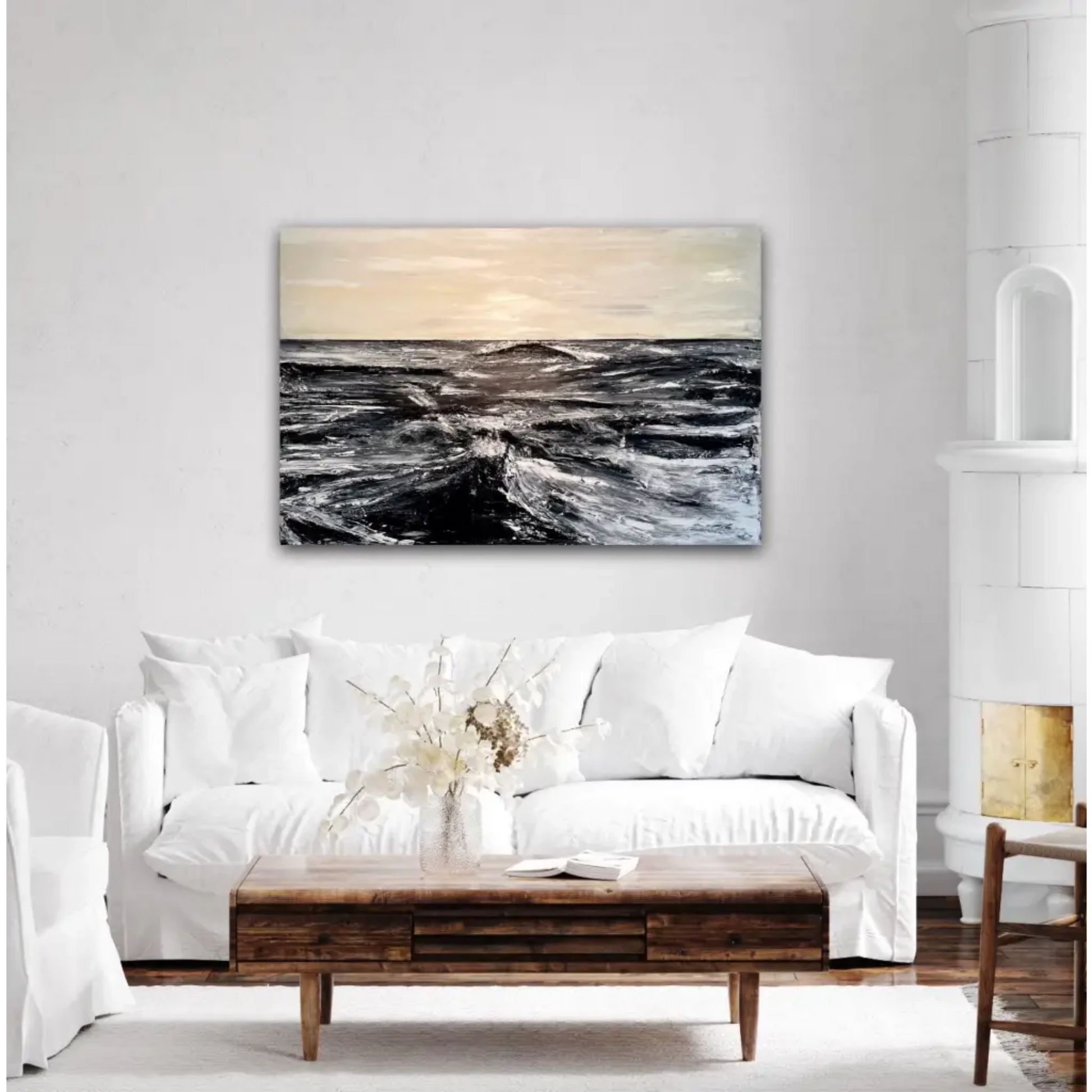 Rough Waters - Caroline Adrienne Art abstract art texture wall art white minimal art wall art wall decor home design home decor texture wall art fine art abstract white cream beige taupe oversized large wall art original art painting canvas painting handmade luxury high end hotel interior caroline adrienne art original oil painting on canvas
